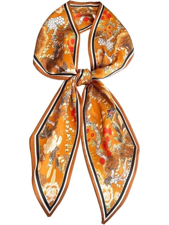 Accessories - Women's B-Yellow Printed Square Headscarf Bandanas Hair Scarf Neck Scarves